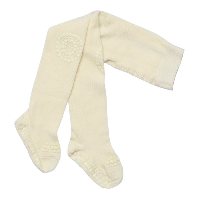 Non slip crawling tights with grip for babies and toddlers in Merino Wool  - Snowflake