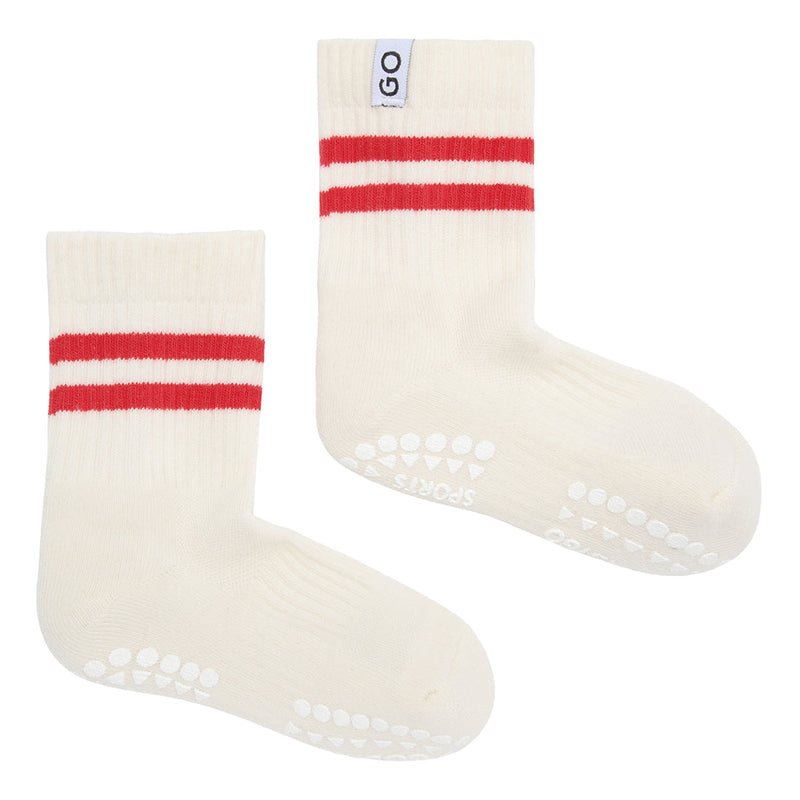 Non-slip Sports Socks with grip - Organic Cotton - Red