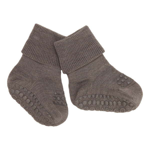 Non-slip Socks Wool - Brown Melange