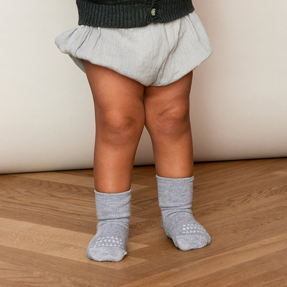 Non-Slip Grip Socks - Bamboo - Grey Melange