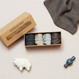 Combo Box 4-pack Wool - Dark Grey Melange, Sand, Grey Melange, Brown Melange