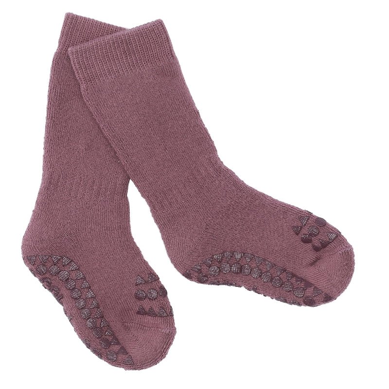 Non-Slip Socks Organic Terry Cotton - Misty Plum