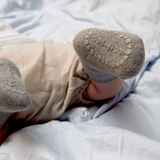 Non-slip Socks Organic Terry Cotton Mini - Grey Melange
